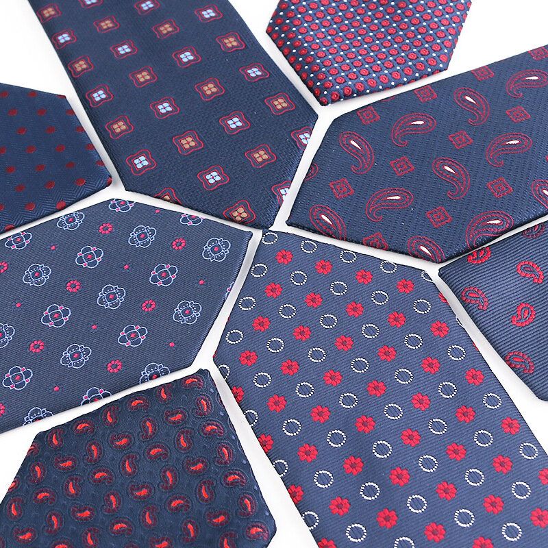 Handmade Luxury Mens Tie Dark Blue Paisley Dots Neckties For Business Mens Shirt Collar Tie Wedding Party Slim Gravatas For Gift