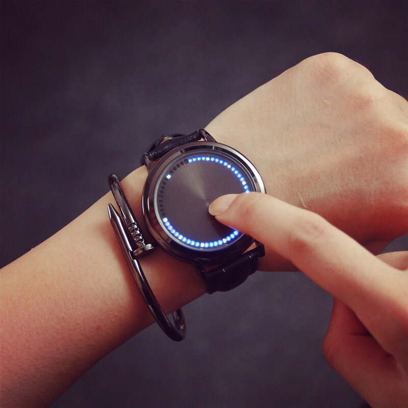 แฟชั่นนาฬิกา Led Touch Screen นาฬิกาผู้ชายสร้างสรรค์ Dot Matrix Led Light Led นาฬิกาอิเล็กทรอนิกส์นาฬิกาคู่นาฬิกา Reloj Hombre