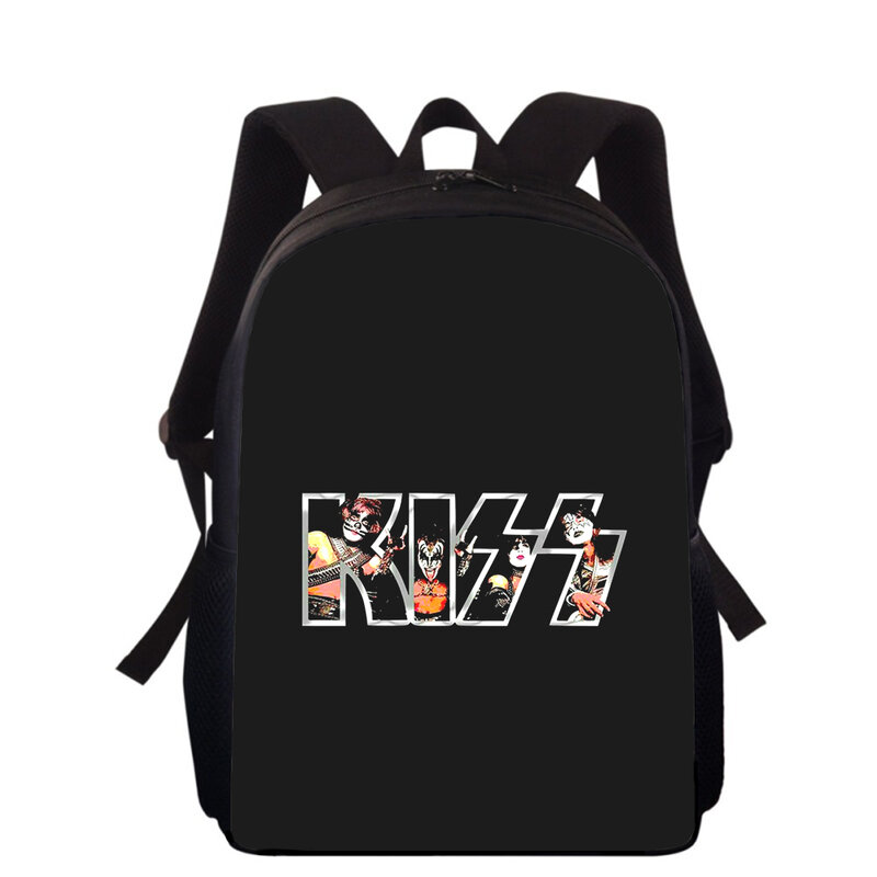Детский рюкзак с 3D-принтом Kiss Band 16 дюймов, ранцы для учеников начальной школы