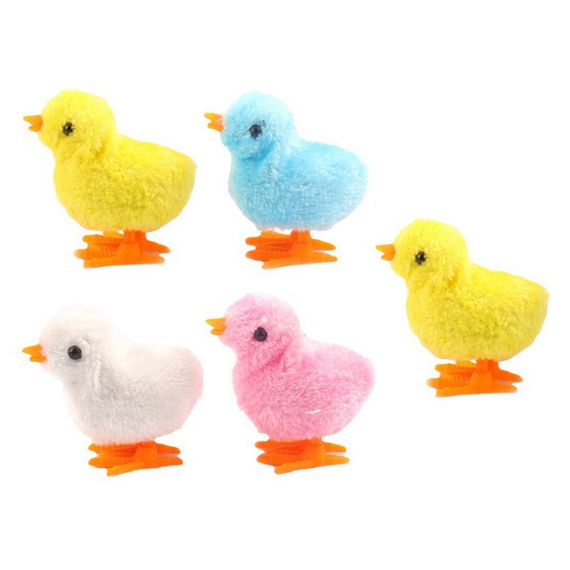 5Pcs Easter Wind Up Chick Speelgoed Nieuwigheid Springen Kip Gag Pluche Baby Kuikens Speelgoed Gunsten Cadeau Voor Kinderen Meisjes