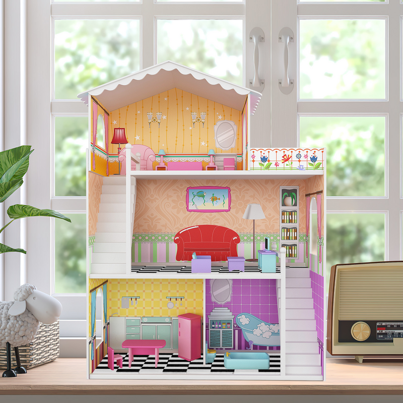 Rumah boneka miniatur lantai 18 buah Model papan lantai rumah boneka kayu Mini 1 12 skala Aksesori ubin rumah boneka