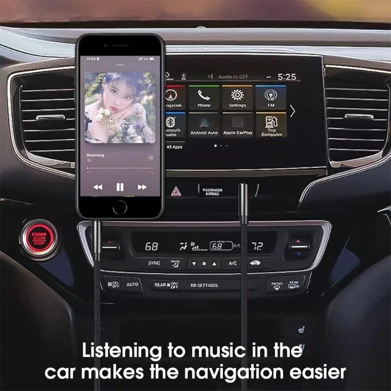 สายแจ็คสัญญาณเสียง3.5มม. สายอะแดปเตอร์หูฟังสำหรับ Samsung Xiaomi MP3/4วิดีโอรถยนต์