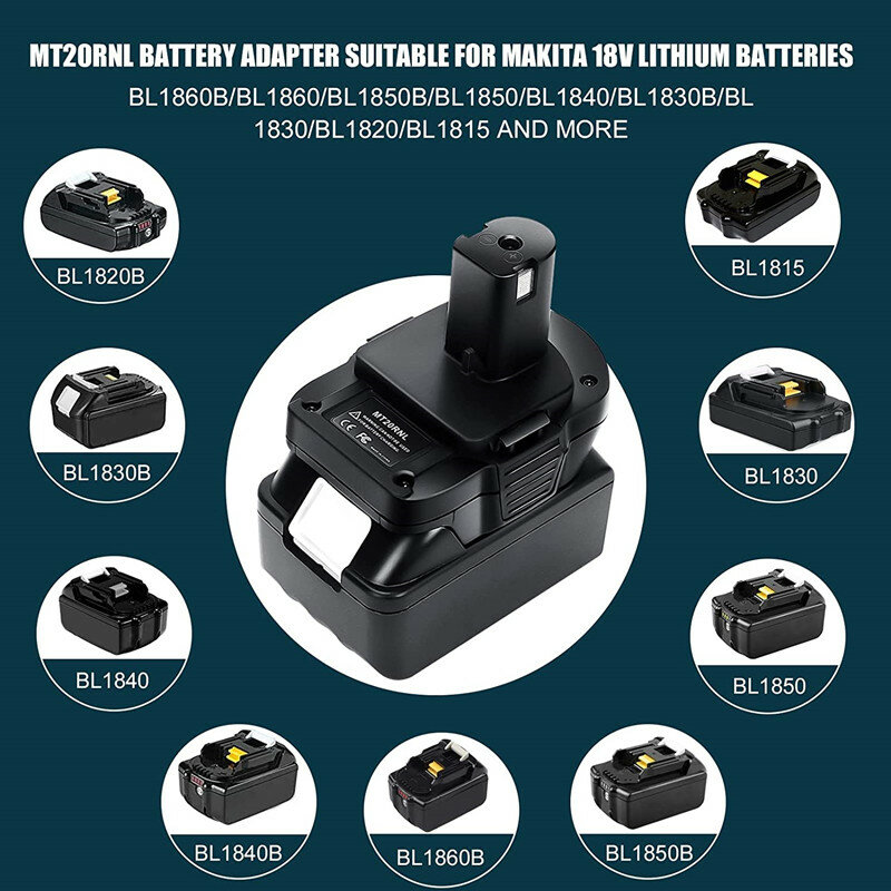Mt20rnl ryobi 18v bateria conversor adaptador para makita 18v li-ion bateria usado converter para roybi 18v ferramenta bateria