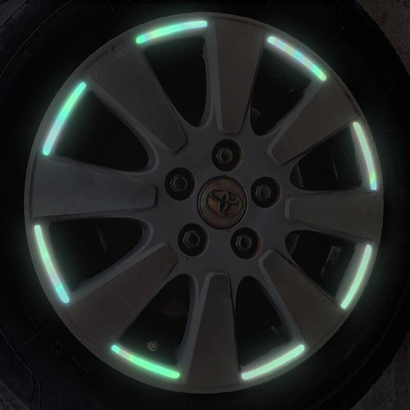Cubo da roda do carro reflexivo adesivo aro do pneu tiras reflexivas luminosas para a noite que conduz a roda do carro etiqueta