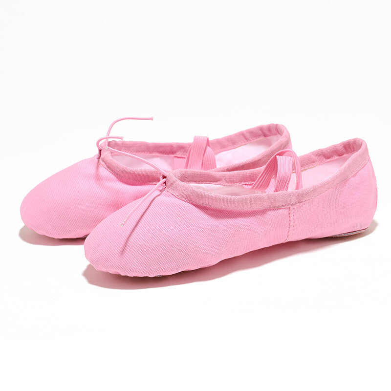 CLYFAN sepatu dansa balet anak perempuan wanita, Kasut Yoga datar kanvas merah muda putih hitam