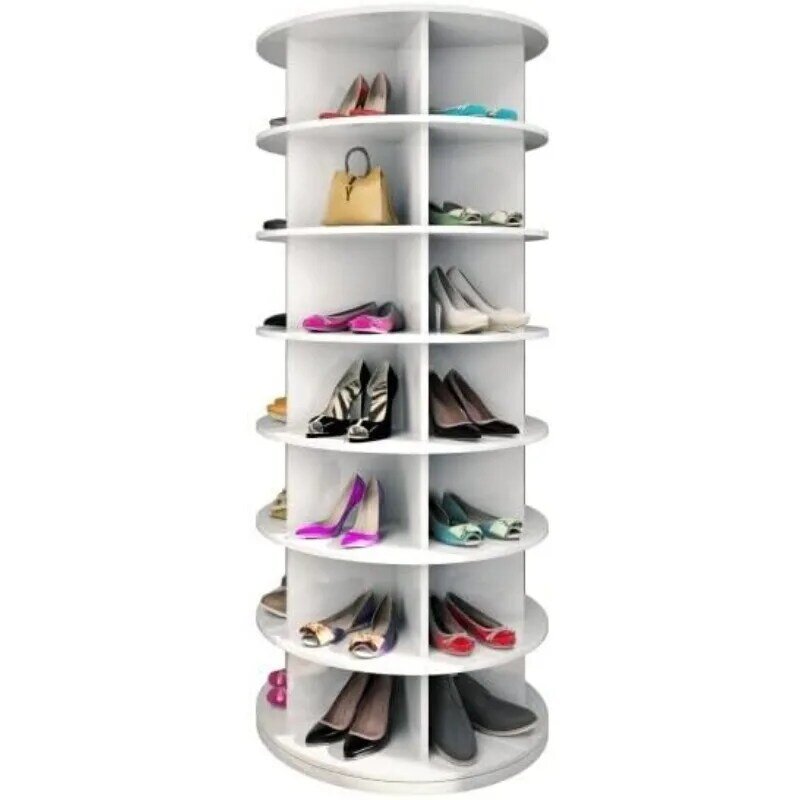 Torre de sapateira giratória original, exibição de sapato giratório, preguiçosa Susan, giratória 360, 7 camadas, mais de 35 pares de sapatos