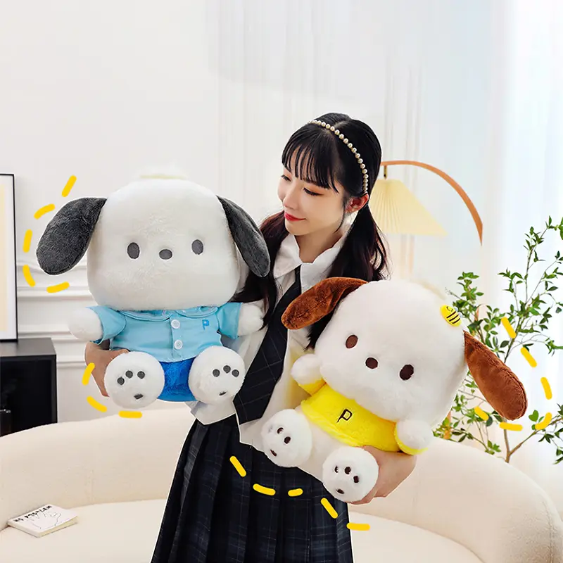 Cute Sanrio Pochacco Dog Plush Doll, Kawaii Desenhos Animados, Peluches animais, Macio Stuffed Toy, Travesseiro, Almofada do Sofá, Kids Birthday Gift