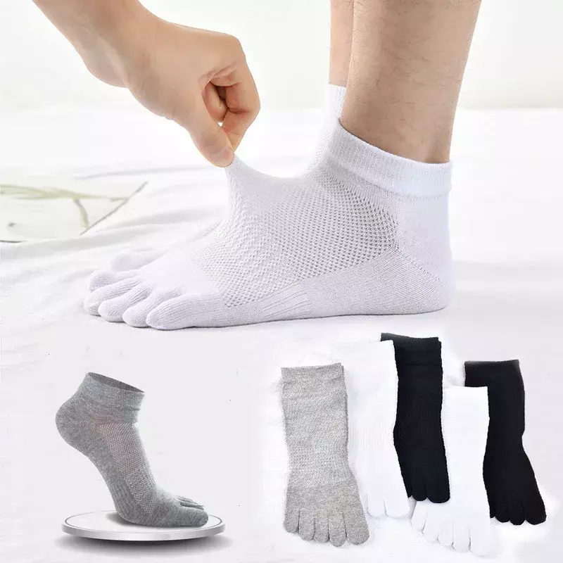 Calcetines deportivos de algodón para hombre, medias transpirables de 5 dedos, gran oferta, 1 par, 2024