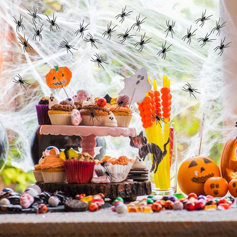 Decoração realista para o Halloween, aranhas pequenas, brinquedos de decoração, 200 peças