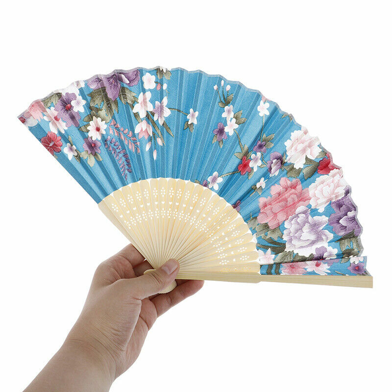 Estilo vintage Seda Chinês Folding Fan Padrão Japonês Arte Artesanato Presente Decoração Casa Ornamentos Festa Dança Mão Fan Gift