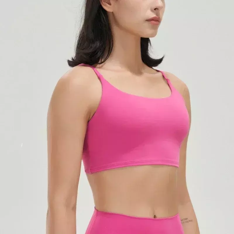 Limão-Shock Prova Yoga Sports Bra com Peito Pad, Sexy Fino Belt Back Vest, Meia Suspender, Running and Training Underwear
