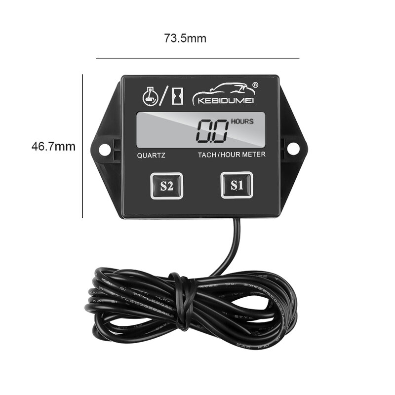 Tahan Air Tach Jam Meter LCD Digital Tachometer untuk Outboard Motor Mesin Pemotong Rumput Motocross Sepeda Motor Laut Gergaji Lubang