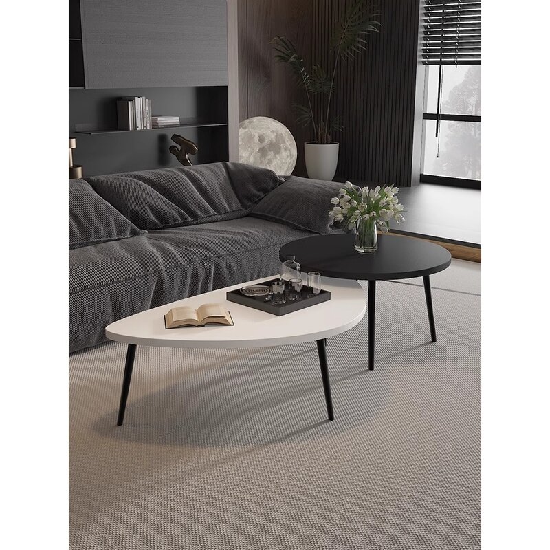 Combinación de mesa de centro geométrica de madera maciza minimalista italiana, sala de estar doméstica pequeña minimalista moderna, mot retráctil