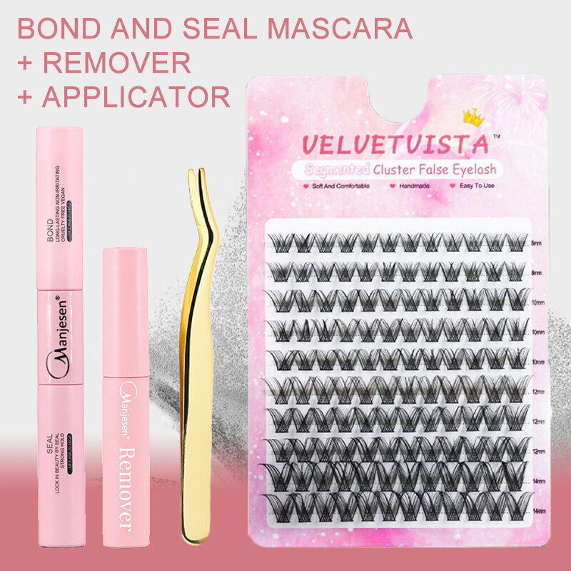 DIY Makeup Set 120 Bunches Lash Bond and Seal Eyelash Glue Remover Applicator Lash Clusters Eyelash Extensions Complete Kit