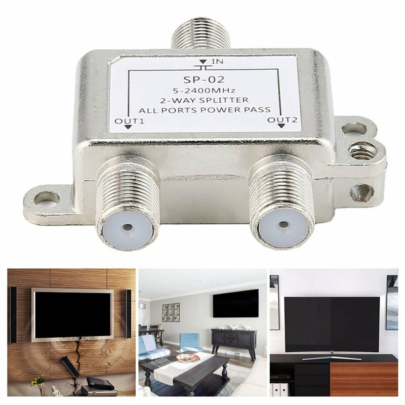 2 Ways TV Satellite Splitter 5-2400MHz Satellite TV Signal Receiver Designed Sat Coaxial Diplexer Combine for SATV/CATV