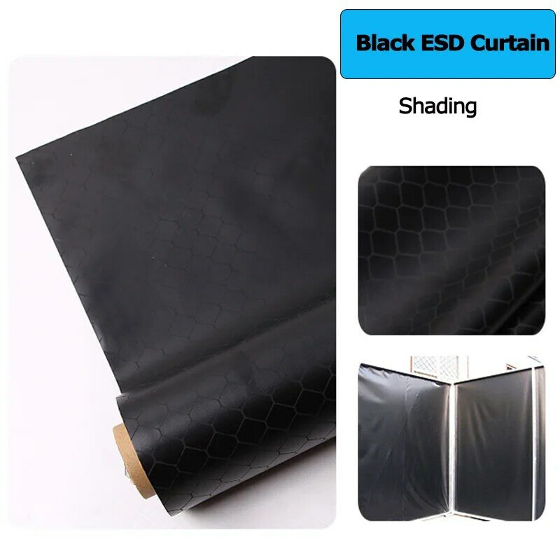 Film de rideau de porte en PVC pour usine électronique, grille noire ESD, salle blanche VEL, antistatique, 0.5mm, 1.37x30m