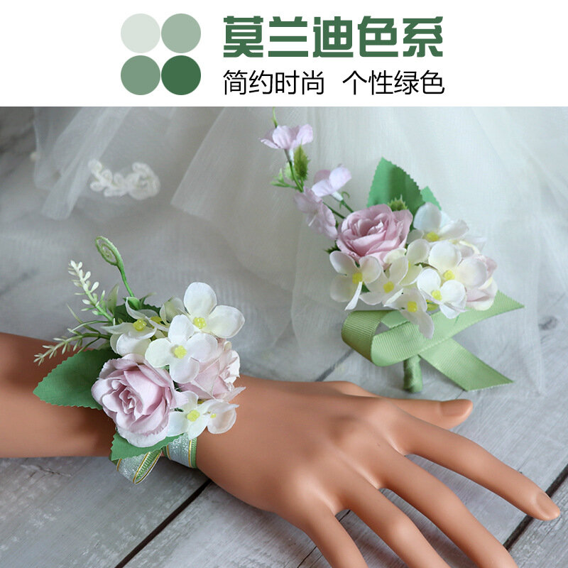 한국 웨딩 신랑 신부 코사지 웨딩 연회 자매, 내실 손목 꽃, 크로스보더 수출 웨딩 도매