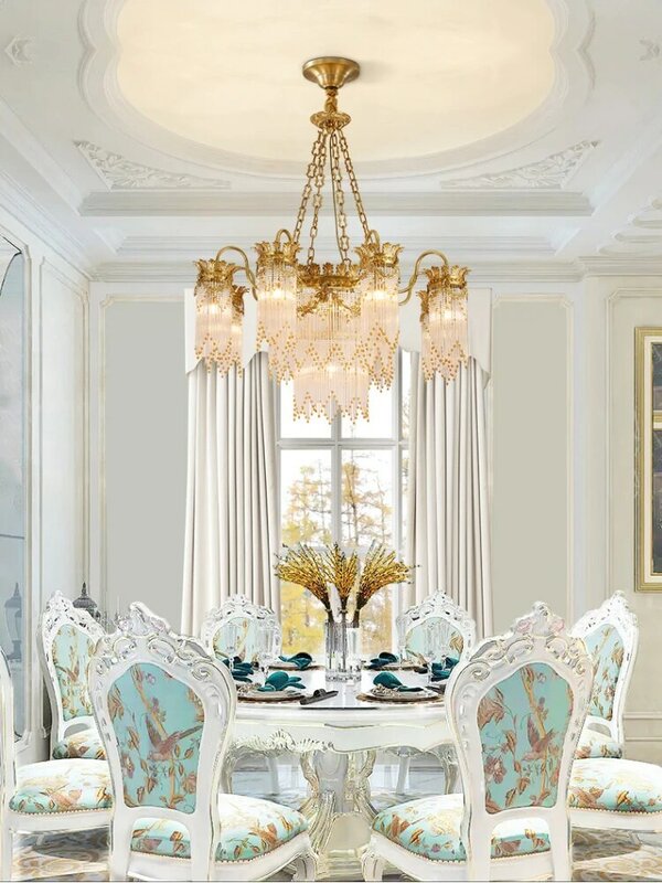 Lustre de cristal cobre francês sala estar quarto restaurante palácio tribunal luxo atmosfera hotel villa lâmpadas criativas