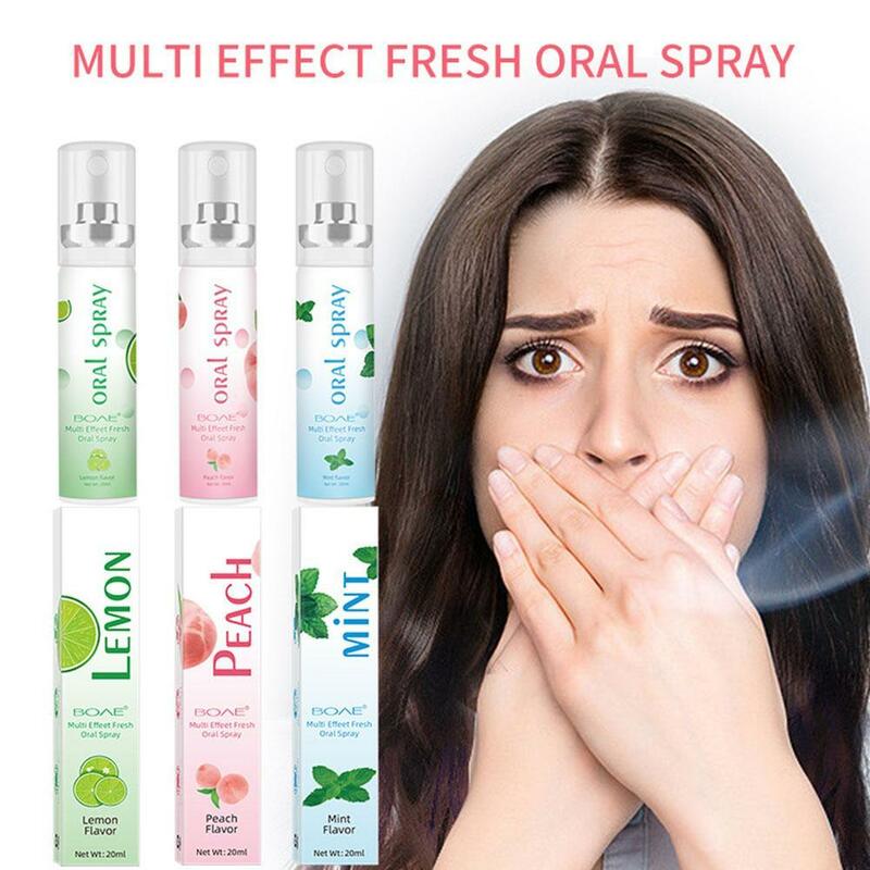 Halitosis Fresh Breath Mouth Spray, Eliminar o Mau Hálito, Spray de Boca de Frutas, Higiene Oral, Líquido Durável, 20ml