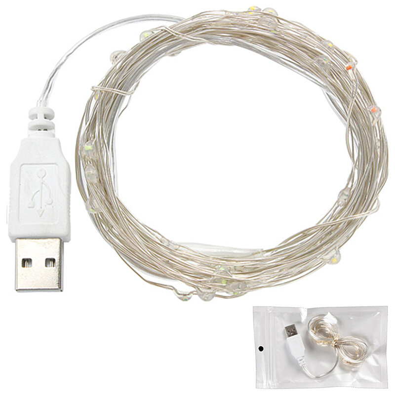 LED 요정 조명 크리스마스 장식 램프, USB 구리선 스트링 라이트, 웨딩 화환 파티 커튼 라이트, 1m, 3m, 5m, 20m