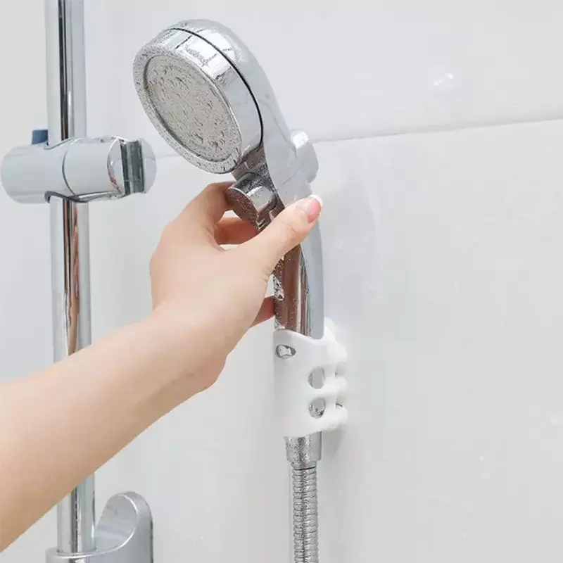 Soporte de ducha de baño de silicona sin perforaciones, ventosa extraíble ajustable, soporte de cabezal de ducha, estante de pared conveniente reutilizable