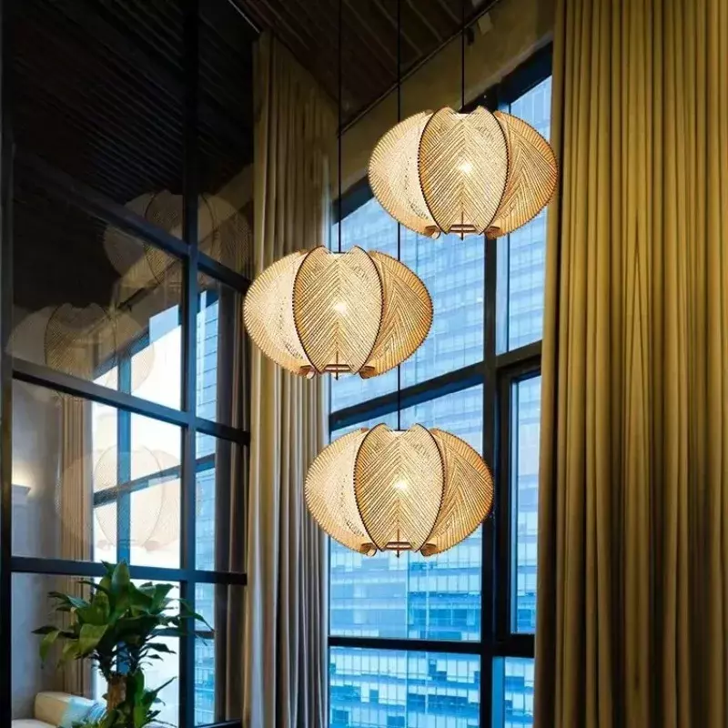 Candelabro japonés chino Retro Para sala de estar, restaurante, Hotel, tetera caliente, restaurante, lámparas de Arte de ratán, nuevo