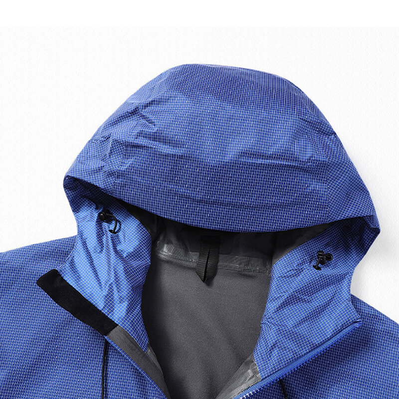 Waterproof Camping Jacket Men Solid Color Windbreaker Jacket Fashion Casual Hooded Jackets Coats Male Outdoor Outerwear