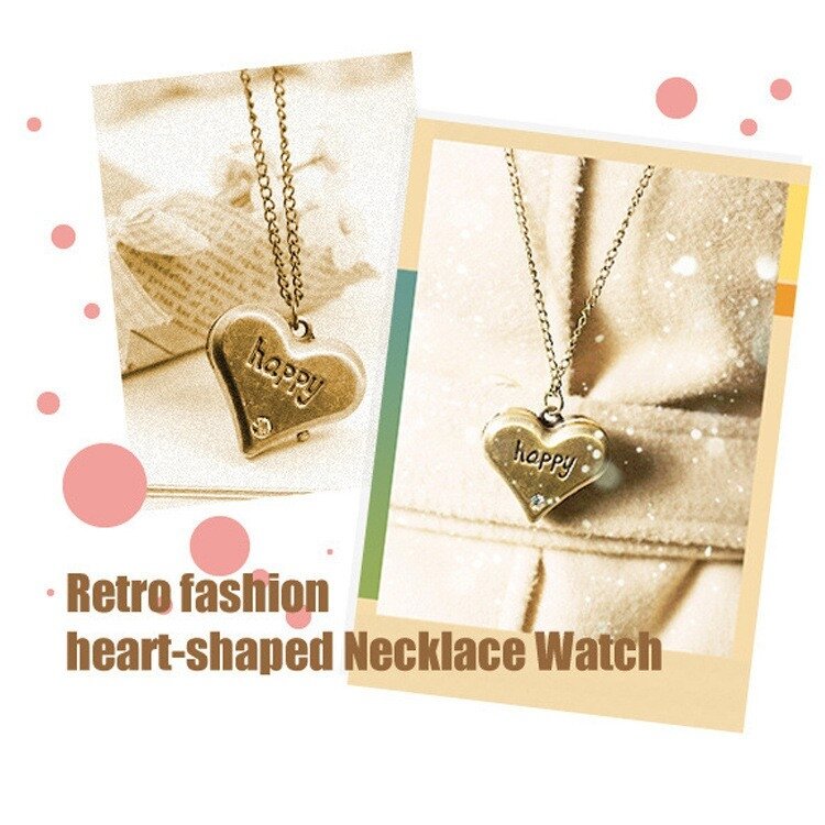 Popular Retro Pocket Watch for Boys and Girls, Hollow Heart-Shaped Pocket Watch, Necklace Pendant, Hanging Chest