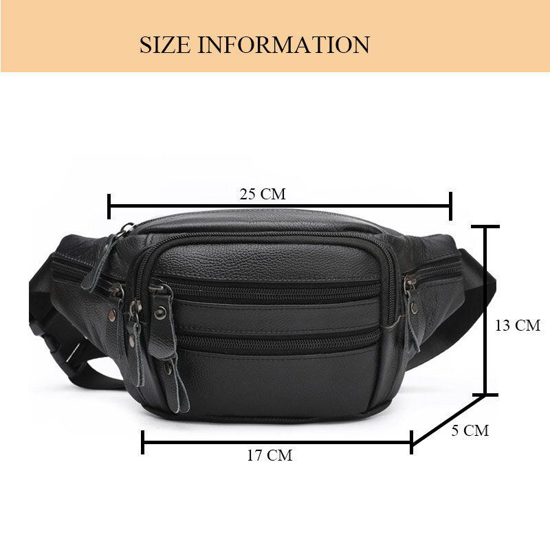 Real Genuine Leather Waist Bag for Men Cowhide Leather Fanny Bag for Phone Pouch Male Sling Shoulder Bag Unisex Belt Waist Packs