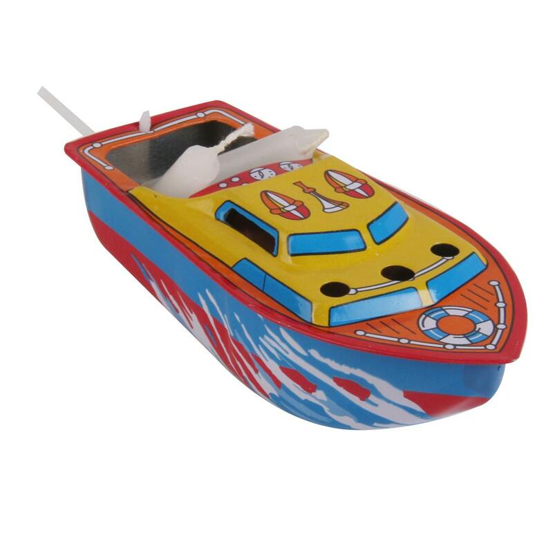 Perahu Pop klasik lilin bertenaga besi, mainan kaleng perahu uap gaya Eropa, mainan kolam air, mainan perahu apung hadiah ulang tahun anak