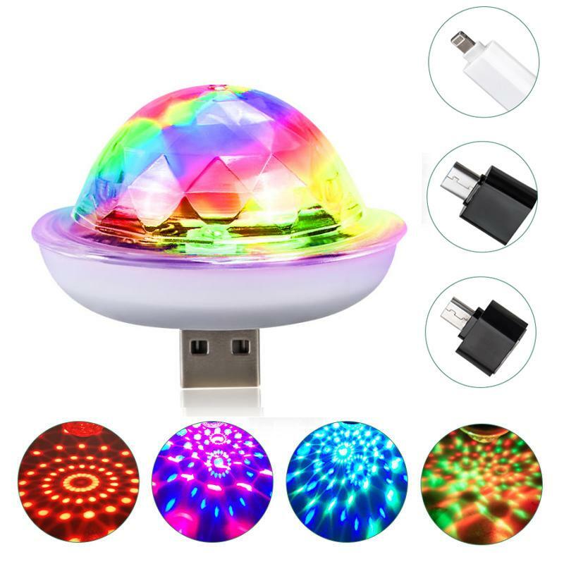LED RGB Disco Stage Light DC 5V USB Magic Ball Light Voice Command lamp for Mobile Phone Party Family Decoration
