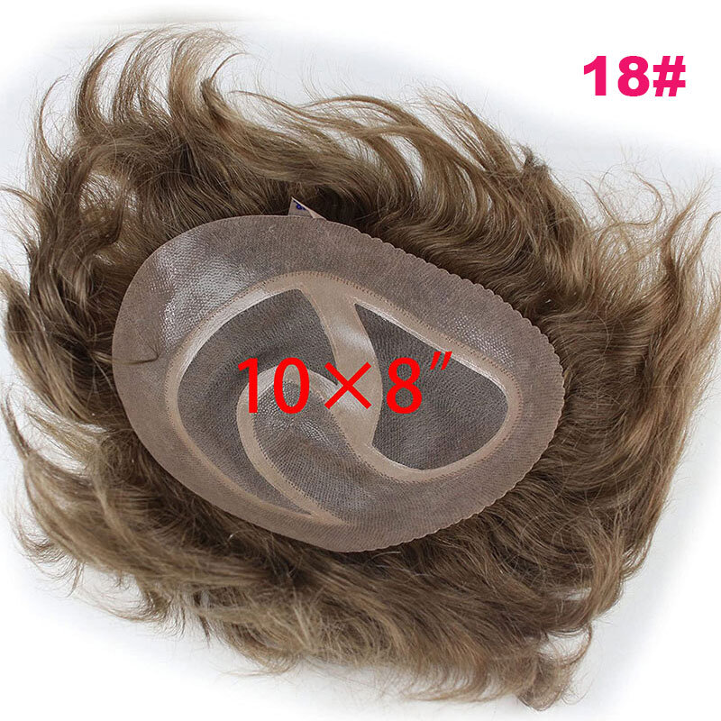 Men Toupee Mono Lace with PU Toupee for Men100％ European Human Hair Replacement System Mens Toupee Men's Hairpiece Wigs For men