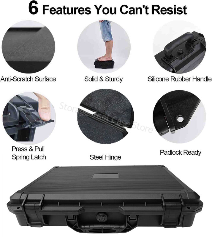 Caja de Herramientas portátil de plástico ABS, estuche de instrumentos de seguridad, bolsa de almacenamiento, estuche rígido grande, organizador de maleta