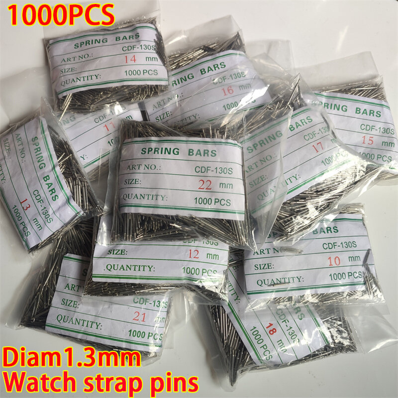 1000pcs/bag Diam1.3mm Strainless Steel Spring Bars 10mm - 22mm Watchband Strap Belt Repair Tools Pins Watch Accessories