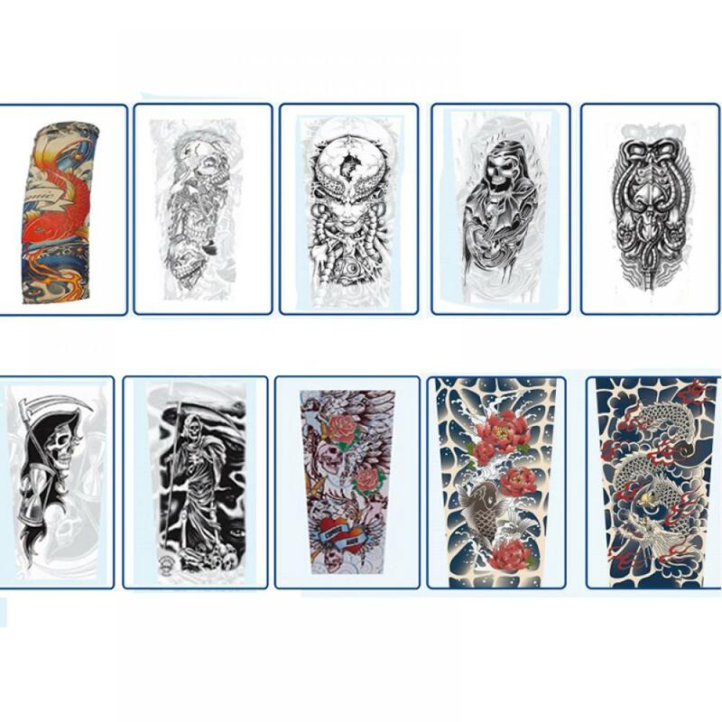 10 models Mix Nylon Stretchy Temporary Tattoo Sleeves Arm Stocking Cover Gift