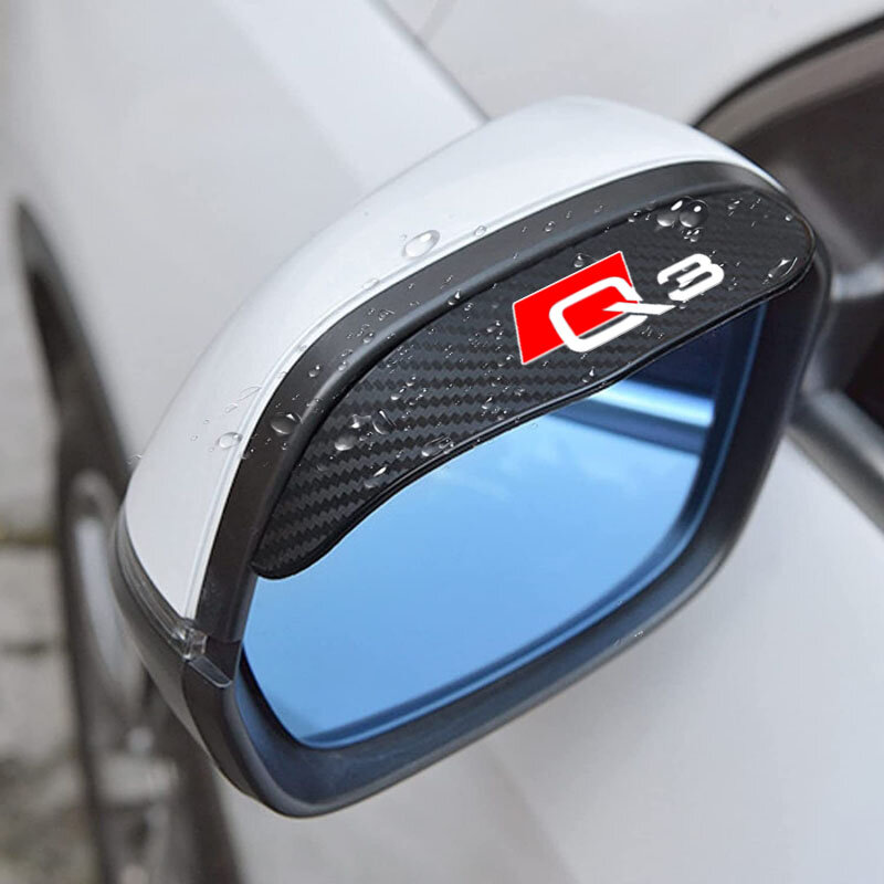 2pcs Carbon fiber Car Rearview Mirror Rain Eyebrow Sticker For AUDI A1 A3 A4 A5 A6 A7 A8 Q3 Q5 Q7 Q8 Car Accessories