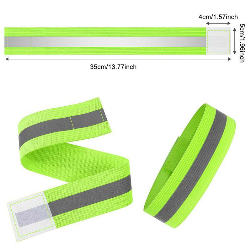 Safety Reflective Straps Elastic Reflective Strap High Visibility Armbands 2Pcs Safety Protection Reflective Gear For Running