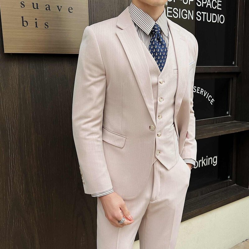 Trajes finos de estilo británico para hombre, trajes guapos drapeados ajustados, 65