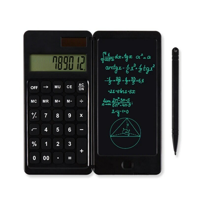 Kalkulator tenaga surya Mini 6.5 inci, Tablet grafis Digital, bantalan tulis LCD dengan Stylus portabel kalkulator