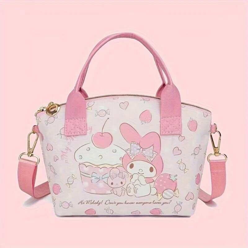 MINISO Disney-Bolso de mano de dibujos animados Sanrio, bolsa cruzada de Anime, Melody Kuromi Cinnamoroll, Hello Kitty, bolso de hombro de PU, regalo para niña