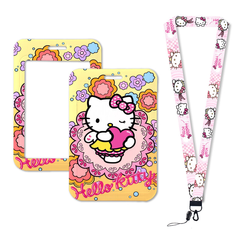 W Hello Kitty Cartoon Gift Lanyard For Key Neck Strap ID Badge Holder Keychain Holder Hang Rope Keyring Accessories Girls