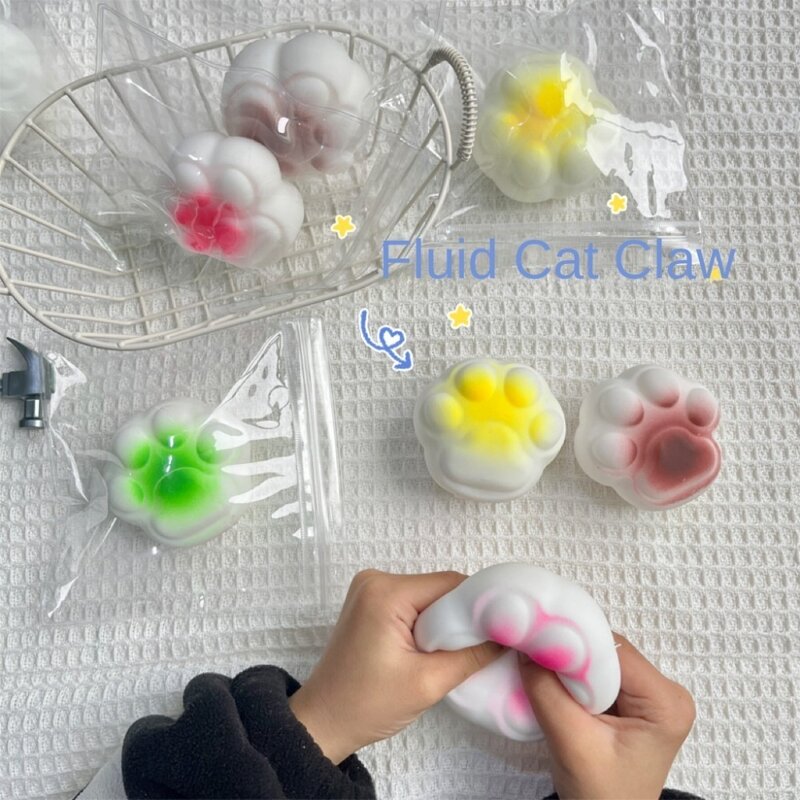 TPR Cat Paw Squeeze Toy Fidget Silicone Sensory Pinch Decompression Toy Interesting 3D Stress Relief Toy Children