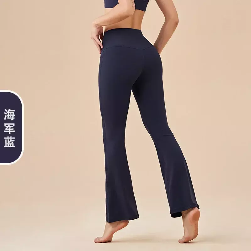 Yoga Lared Pants sem Embaraço Quadril, Bolso de Cintura Alta, Fitness Esportiva, Nu, 2023