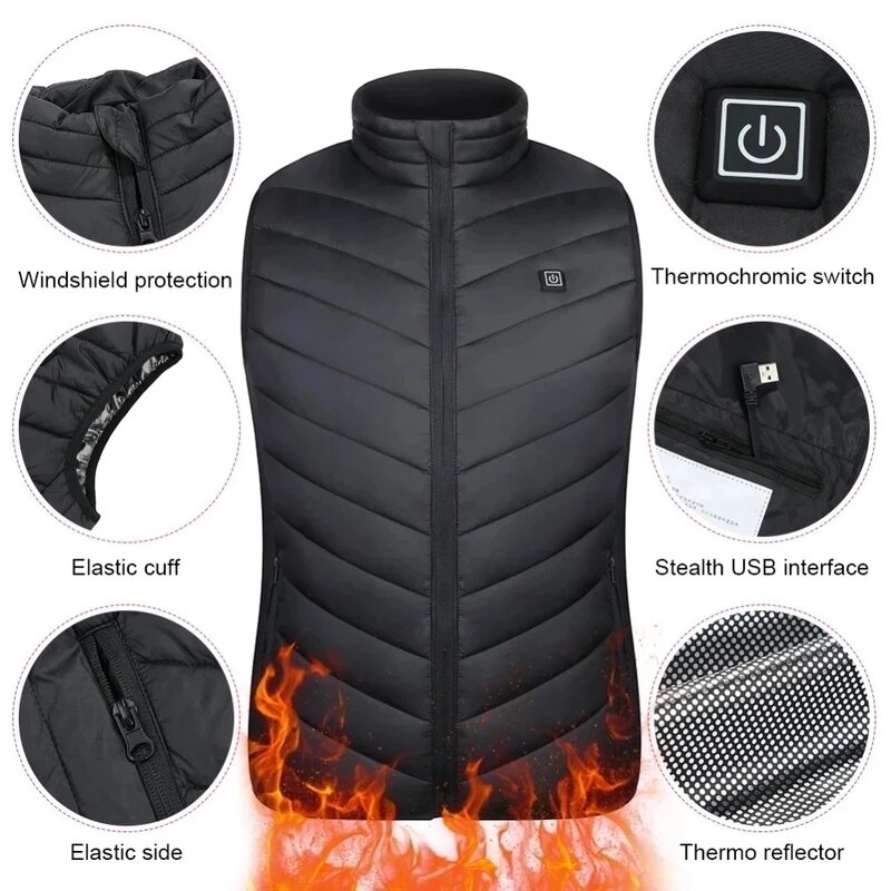남성용 적외선 가열 조끼, 야외 USB 전기 재킷, 스포츠 하이킹, 블랙 블루 레드, 겨울 2022