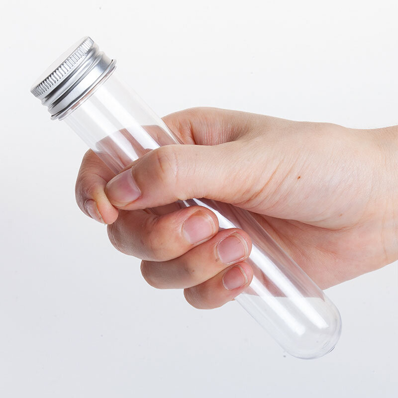 Tubo de ensaio de plástico transparente com tampa, garrafa de armazenamento multiúso para cabo USB, favores de festa, organizador de garrafas, 30ml, 20Pcs Lab