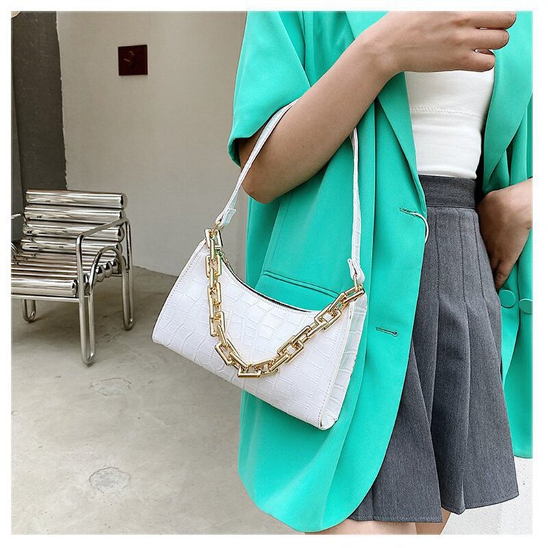 Retro Casual damska torba na ramię moda wykwintna torba na zakupy PU skórzane torebki z łańcuszkiem dla
