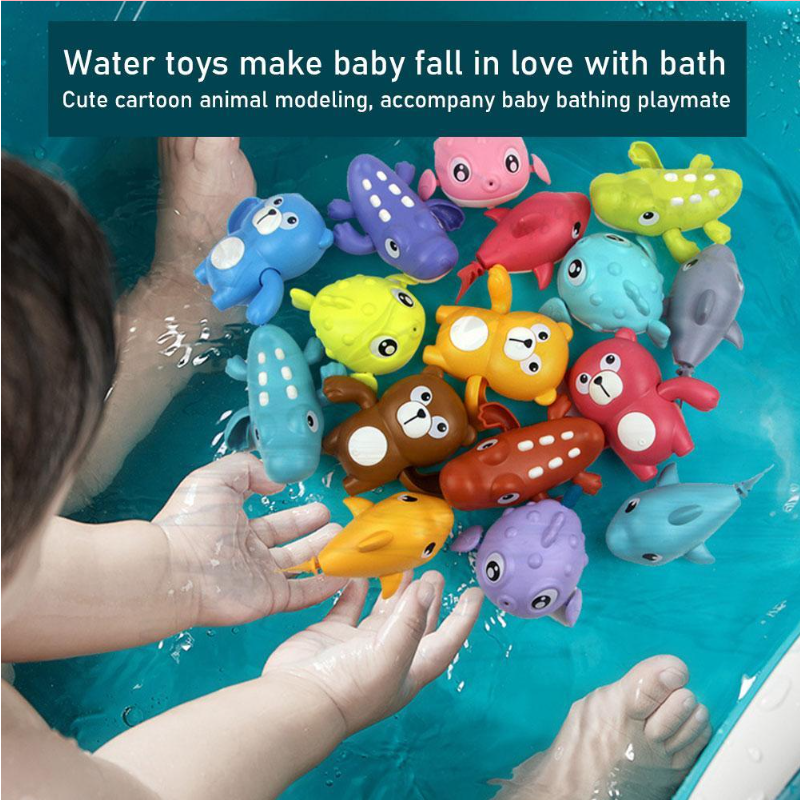 Jouets de bain pour tout-petits, requin de natation de dessin animé mignon, horloge remuant la queue, dispositif rotatif, baignoire de plage pour bébé, jouet à remonter