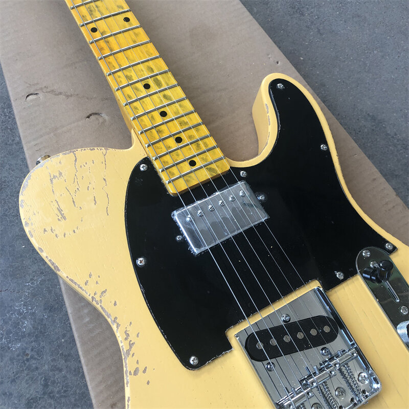 Ash Yellow Usado Guitarra Elétrica, Fotos Reais, Customizável, Fábrica Atacado e Varejo Frete grátis