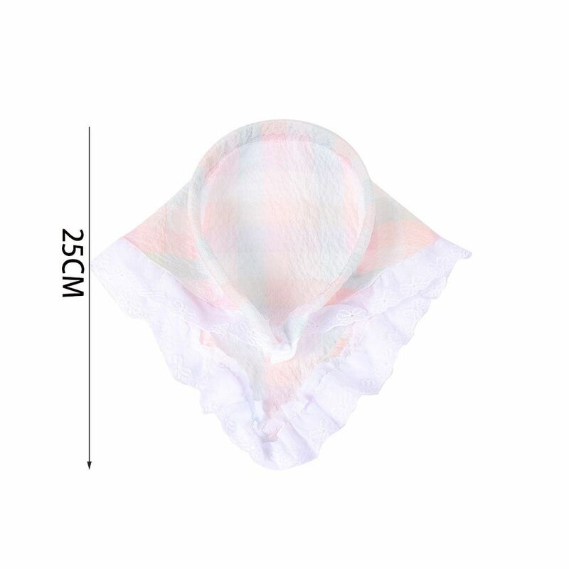 Lazy Person Lace Headscarf Triangle Headscarf Hairhoop Hair Accessories Lace Headband Triangle Scarf Ins Pastoral Style Grid