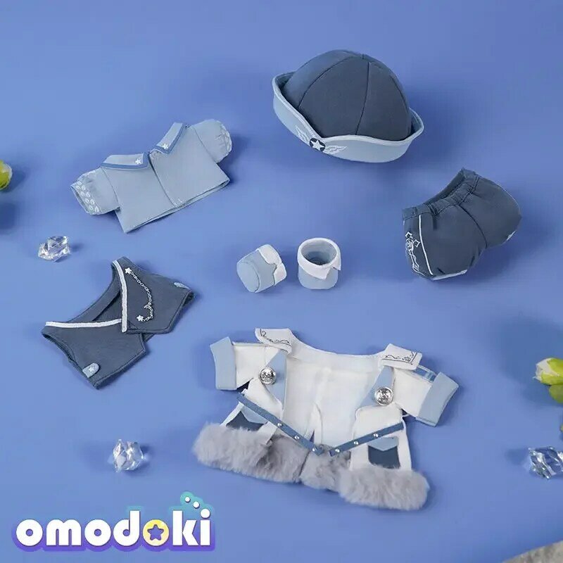 Ropa de muñeca de algodón para detención inmediata, ropa de bebé de felpa fresca y guapo, azul y blanca, 20cm